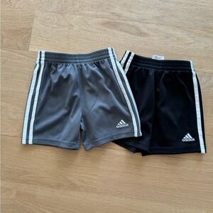 adidas Kids 2-Pack Athletic Shorts in Black & Gray with White Stripes